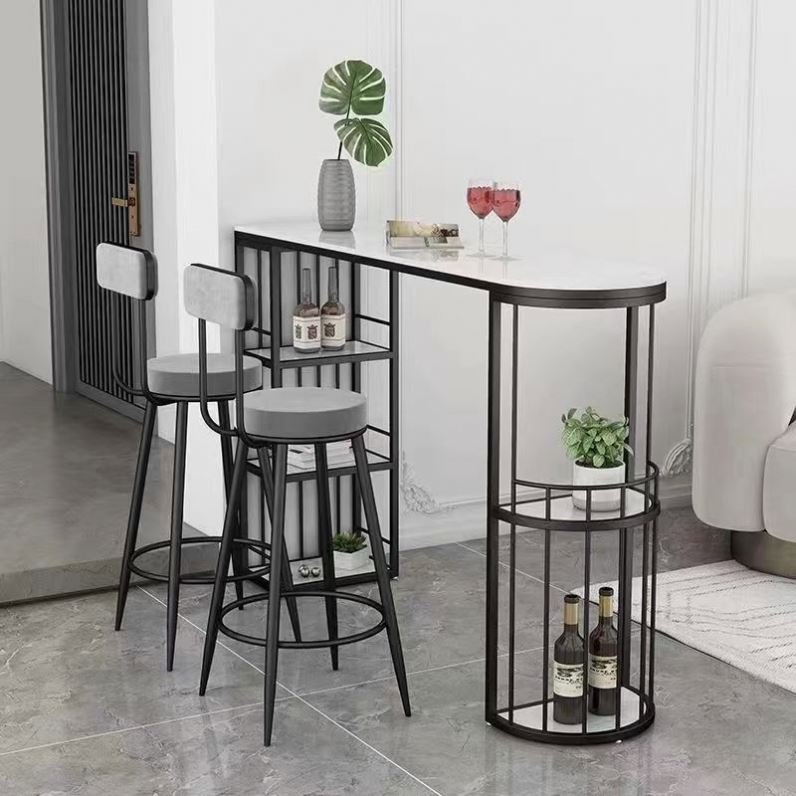 Light Luxury Long Tall Living Room Bar Table And Chair Small Family Modern Simple Rock Board Bar Table Combination