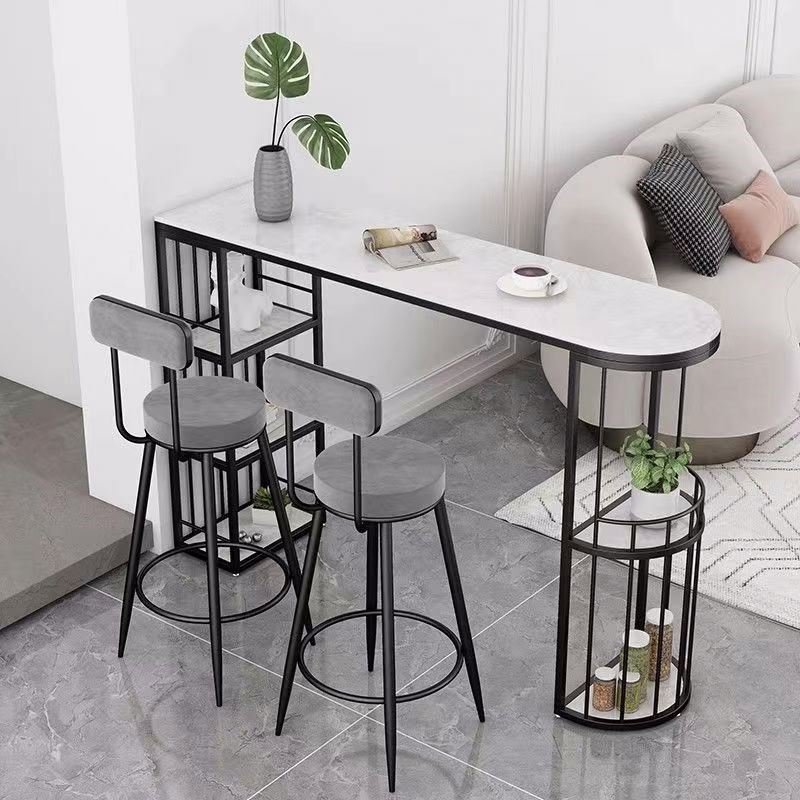 Light Luxury Long Tall Living Room Bar Table And Chair Small Family Modern Simple Rock Board Bar Table Combination