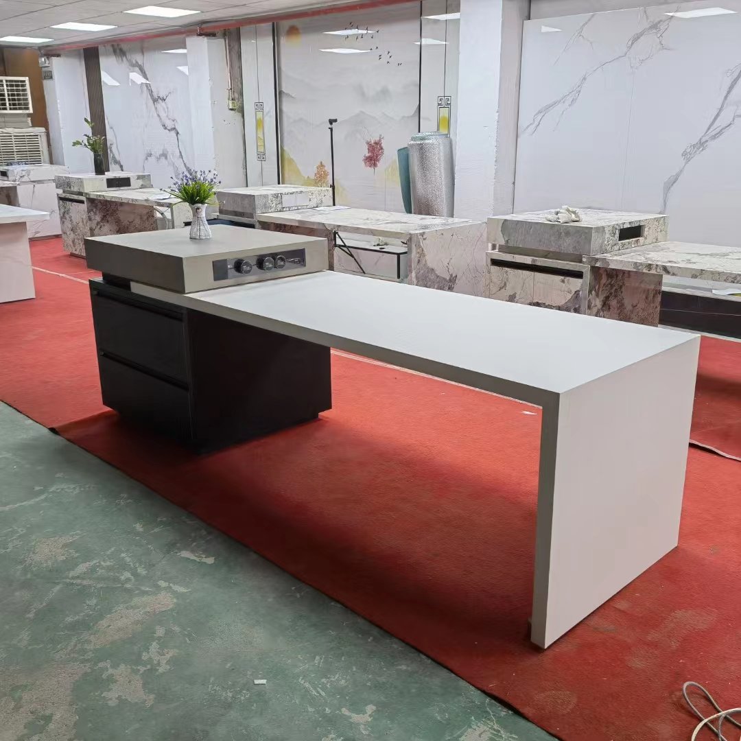 Checkout Counters Reception table customize marble look sintered stone dining table
