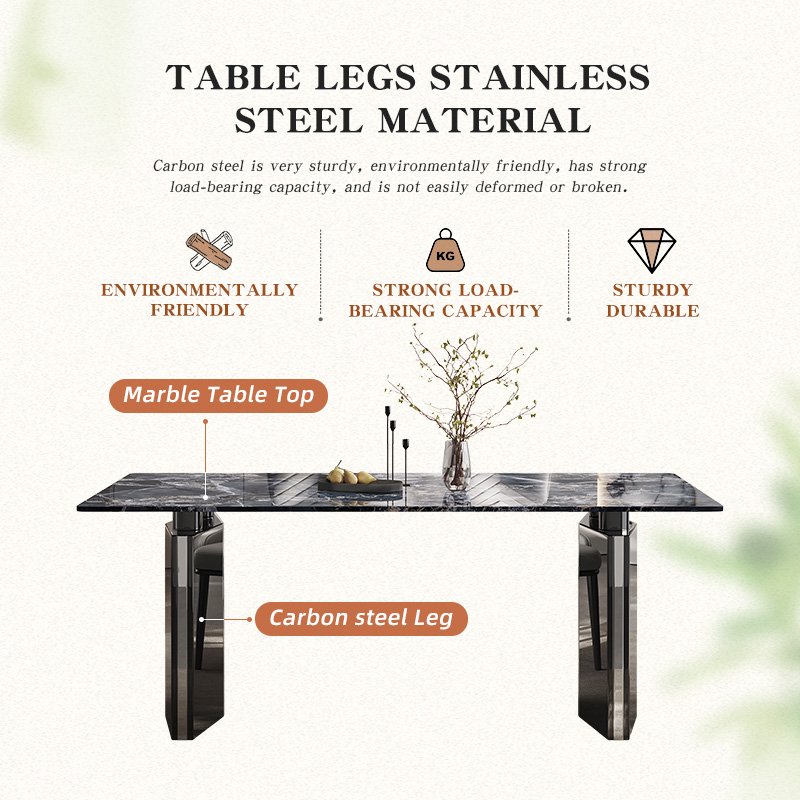 Luxury Dining Table Set Modern Marble Top Stainless Steel Super Quartz Stone Marble Table for Living Room & Hotels