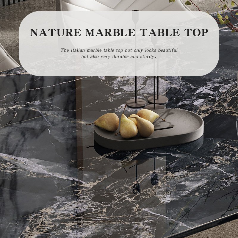 Luxury Dining Table Set Modern Marble Top Stainless Steel Super Quartz Stone Marble Table for Living Room & Hotels
