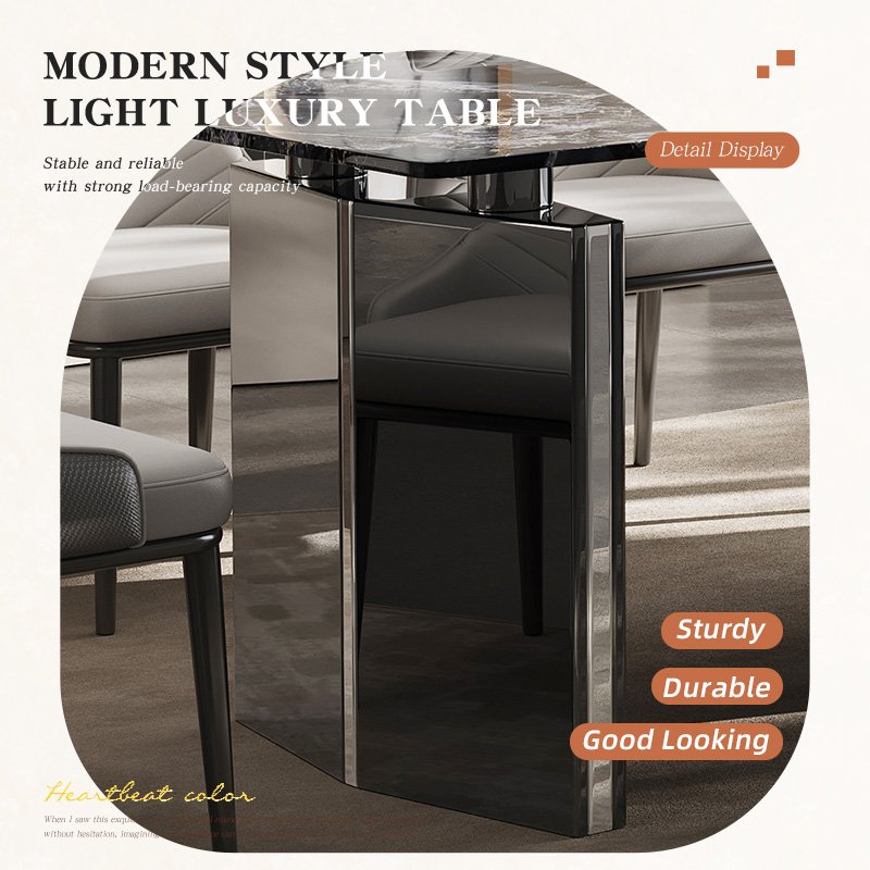 Luxury Dining Table Set Modern Marble Top Stainless Steel Super Quartz Stone Marble Table for Living Room & Hotels
