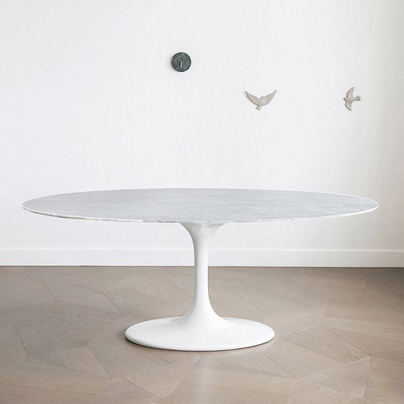 Tulip oval dining table antique French retro style light luxury villa upscale marble dining table