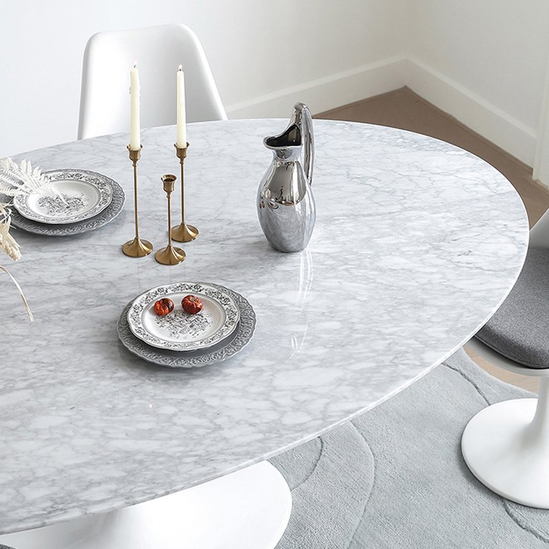 Tulip oval dining table antique French retro style light luxury villa upscale marble dining table