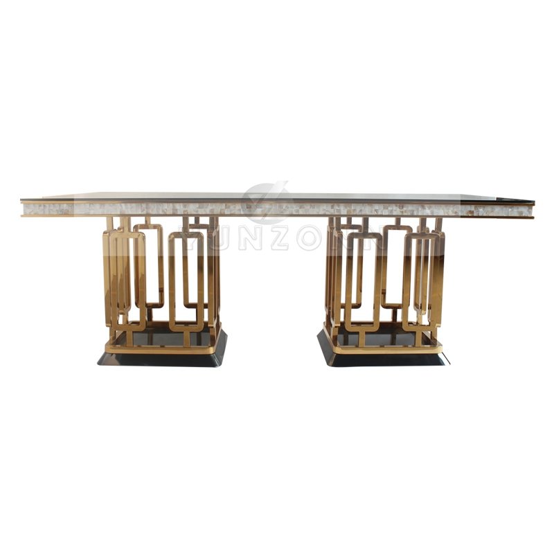 Foshan Factory's Modern 10-Seater Marble Dining Table with Chairs Steel Stone Metal for Home Kitchen Restaurant Hotel Use