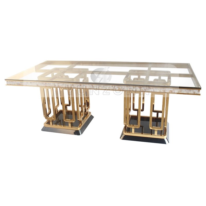Foshan Factory's Modern 10-Seater Marble Dining Table with Chairs Steel Stone Metal for Home Kitchen Restaurant Hotel Use