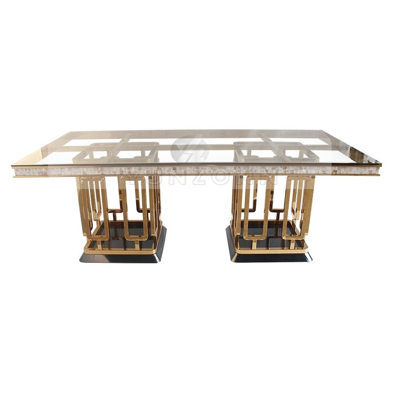 Foshan Factory's Modern 10-Seater Marble Dining Table with Chairs Steel Stone Metal for Home Kitchen Restaurant Hotel Use