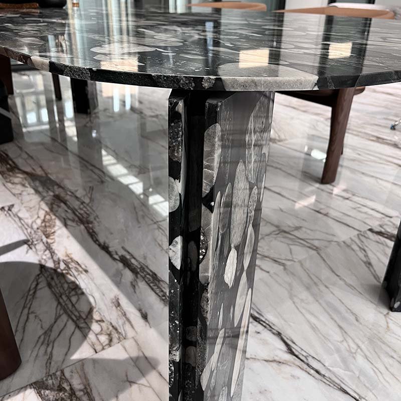 KINGS-WING Luxury Granite Stone Dining Table Black Marinace Granite Worktop Marble Table