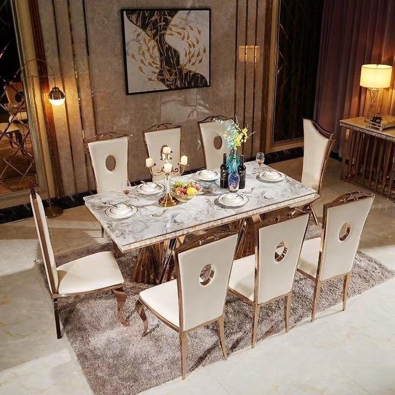 Nordic designs stainless steel dining table 10 seat marble dining table modern luxury dining table 8 Seaters