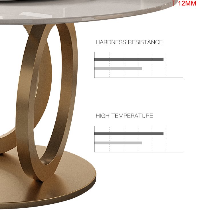 Wholesale price popular metal base two marble top rotating dining table set round dining table