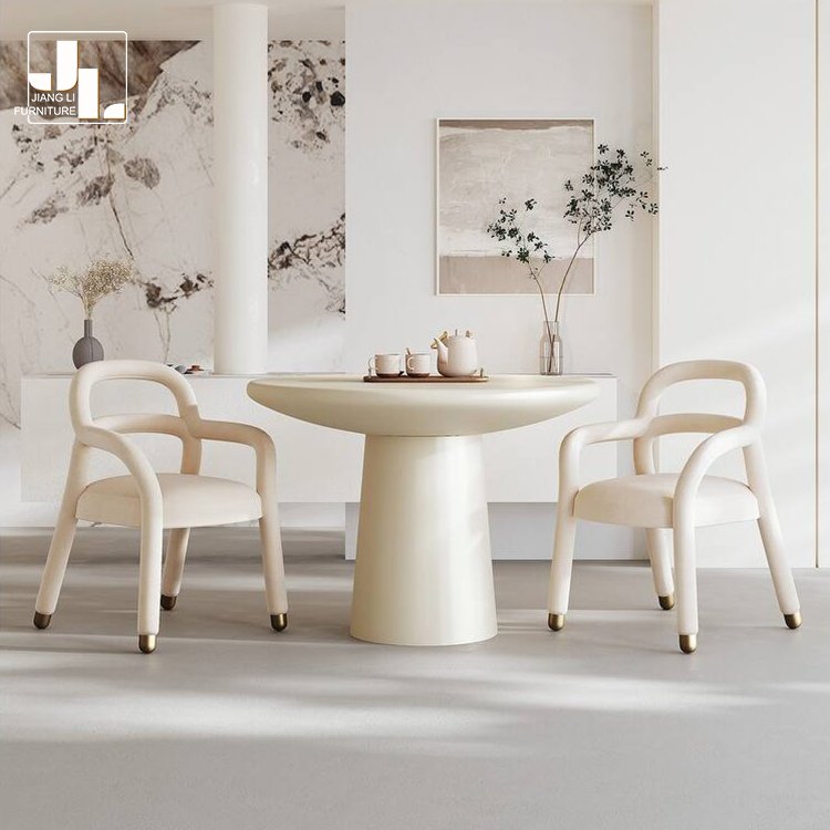 Modern light luxury personality creative design retro round dining table fiberglass restaurant dining table furniture