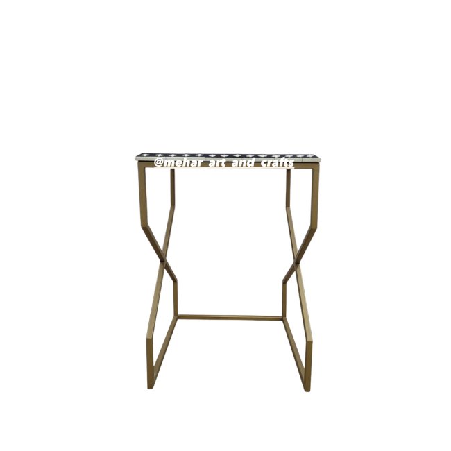 Set of Teak Wood Nesting Tables with Iron Stand MDF Bone Inlay Decorative for Home Hotel Restaurant Use for Living Room Bedroom