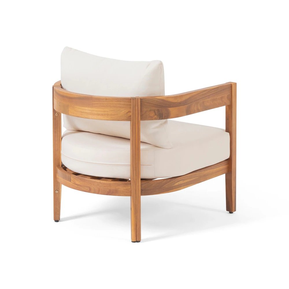 Justine Modern Design Solid Wood 4-Seater Chat Set for Living Room Kitchen Home Hotel or Villa with Natural Finish Cushions
