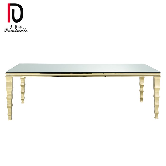 events used luxury design mirror glass top wedding Stainless Steel Dining table