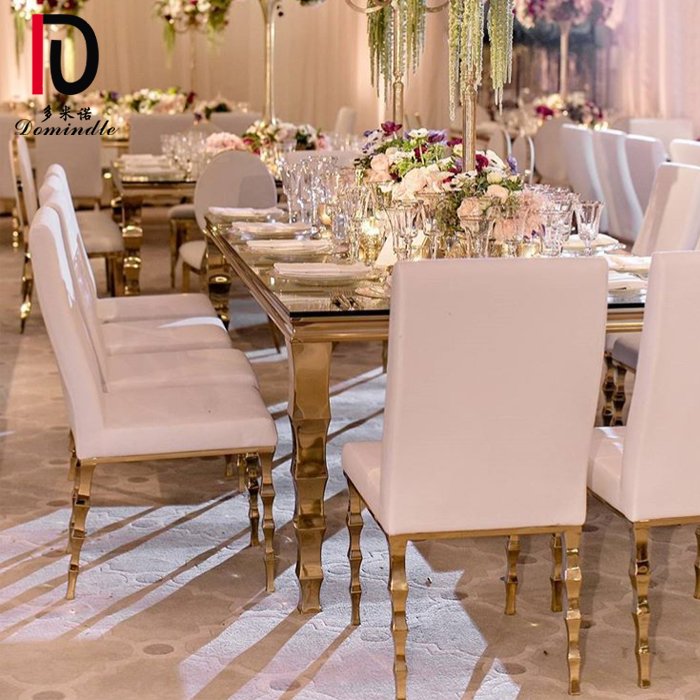 events used luxury design mirror glass top wedding Stainless Steel Dining table