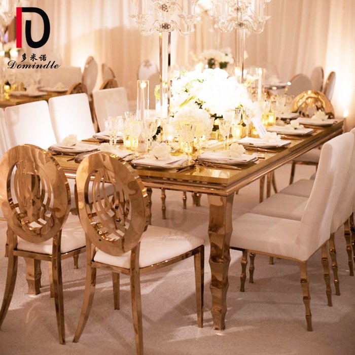 events used luxury design mirror glass top wedding Stainless Steel Dining table