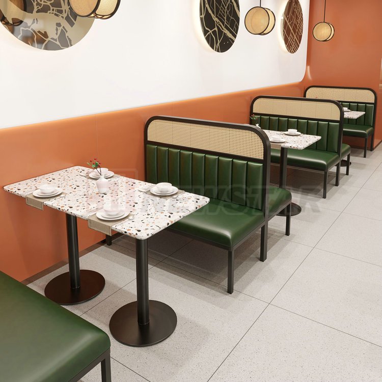 Marble table top small round square metal base restaurant dining table terrazzo cafe tables
