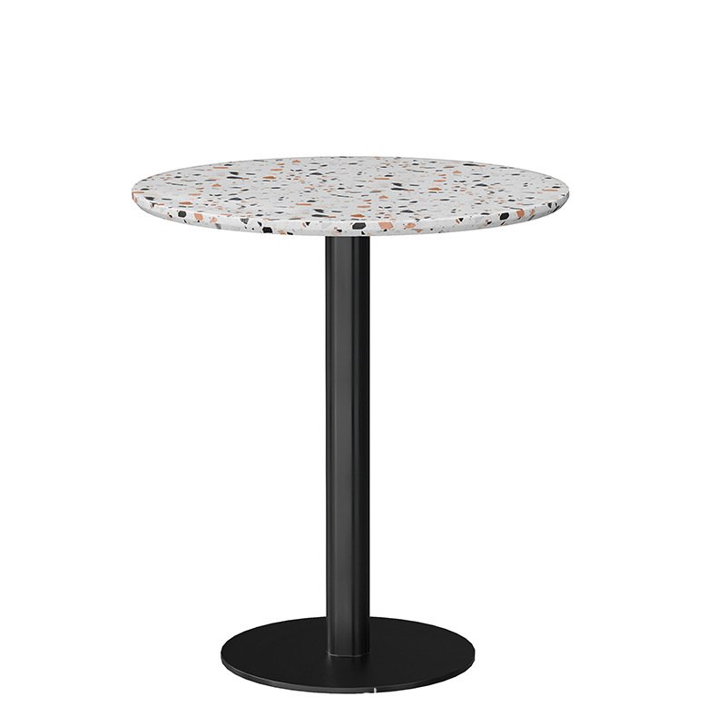 Marble table top small round square metal base restaurant dining table terrazzo cafe tables