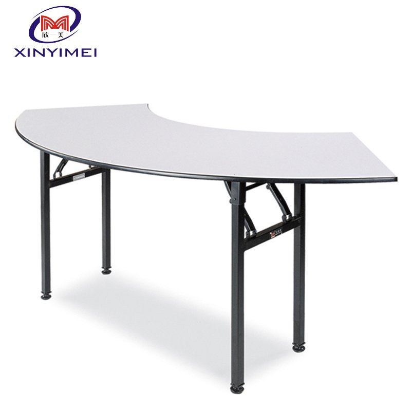 Factory Direct Catering Banquet Hotel PVC Folding Half Moon Table For Sale