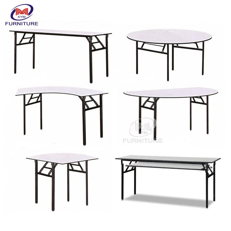 Factory Direct Catering Banquet Hotel PVC Folding Half Moon Table For Sale