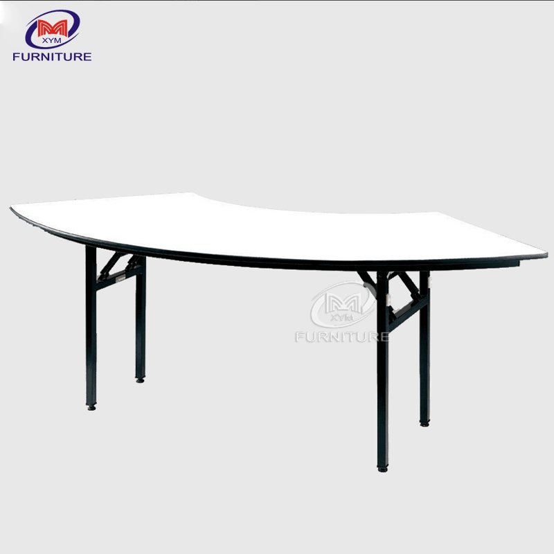 Factory Direct Catering Banquet Hotel PVC Folding Half Moon Table For Sale