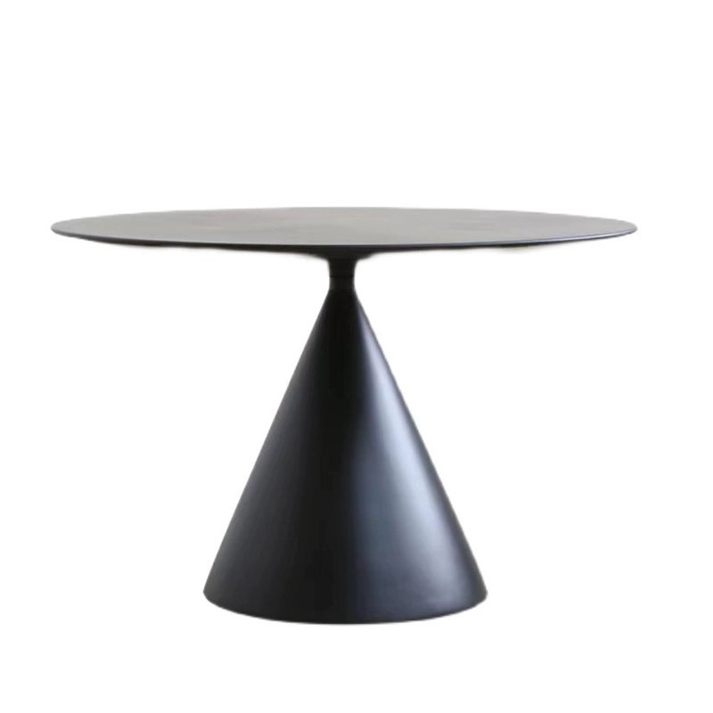 Black Pyramid Base Round Dining Table Simple Modern Design for Home and Cafe Three Sizes Available