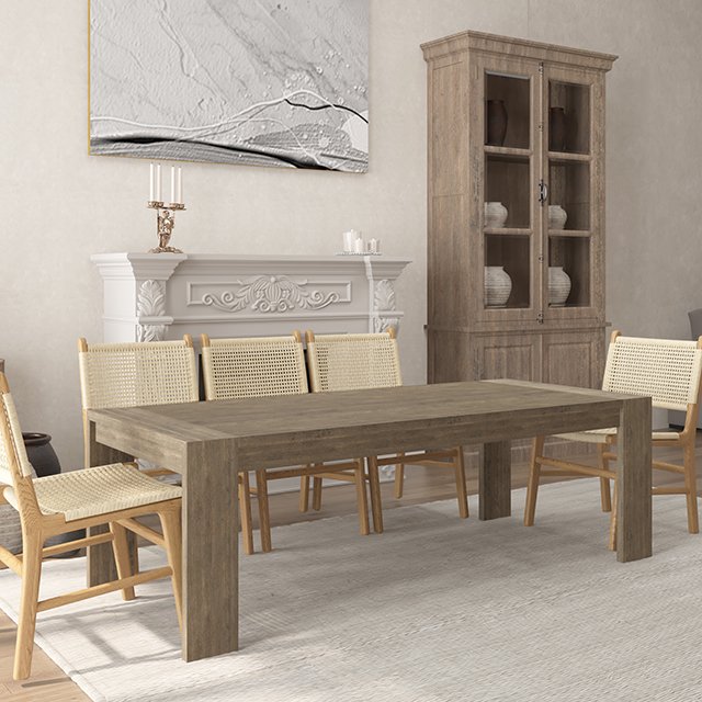 Mrs Woods High Quality Recycled Pine Furniture Rectangle Shape Dining Table Set 4Seater Luxury Moderen