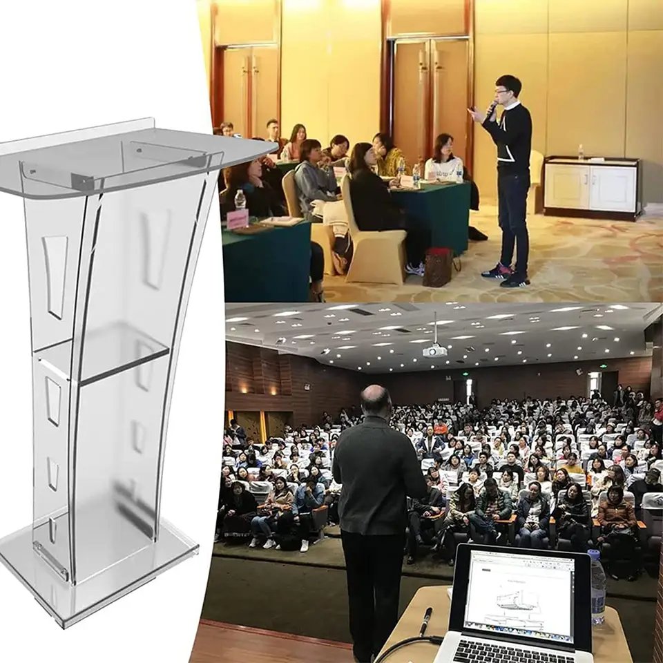 Commercial hotel conference wedding clear acrylic lectern podium design modern style podiums for sale