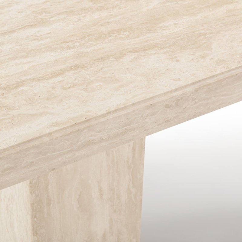 Beige Wood Grain Natural Marble Long Dining Table For Dining With Multiple People