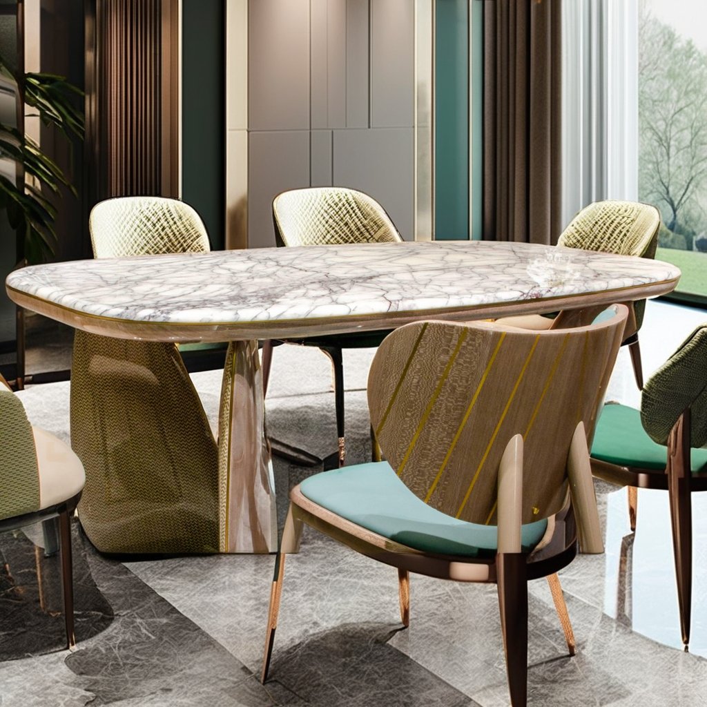 Modern Luxury Marble Top Dining Table Set High Quality 6 Seater Chair for Restaurant Hotel Quality Dining Table