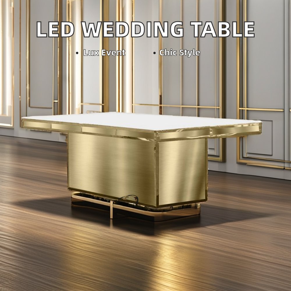 Modern Style LED Light Table with Stainless Steel and Glass for Outdoor Parties Weddings Hotels-New Style Hotel Furniture