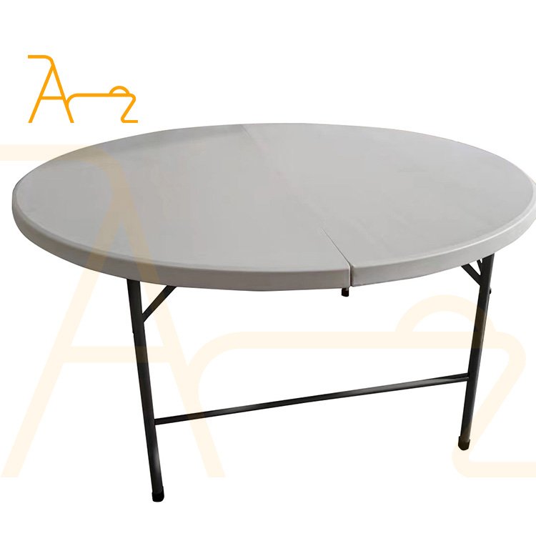 High quality portable outdoor waterproof durable white round plastic dining table wedding banquet events hotel folding tables