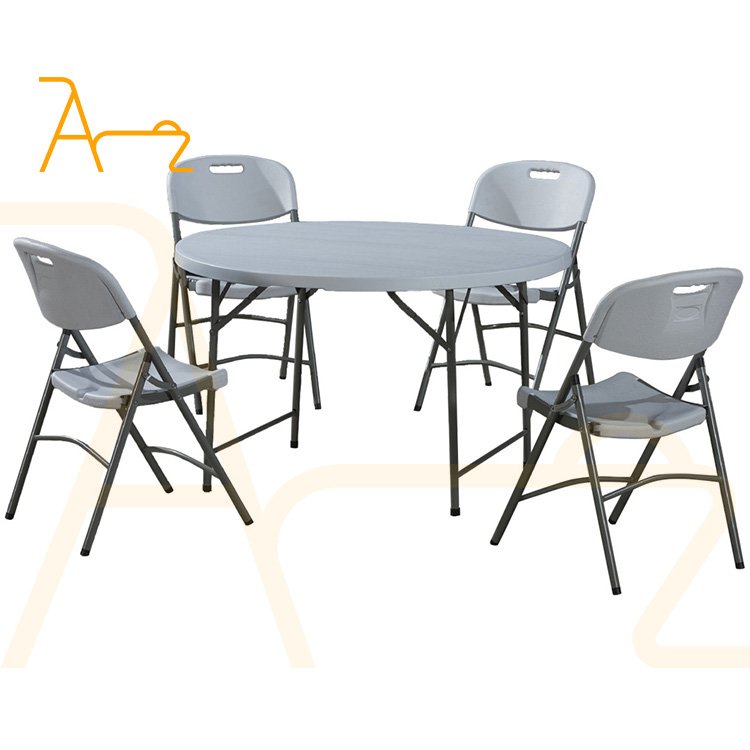 High quality portable outdoor waterproof durable white round plastic dining table wedding banquet events hotel folding tables