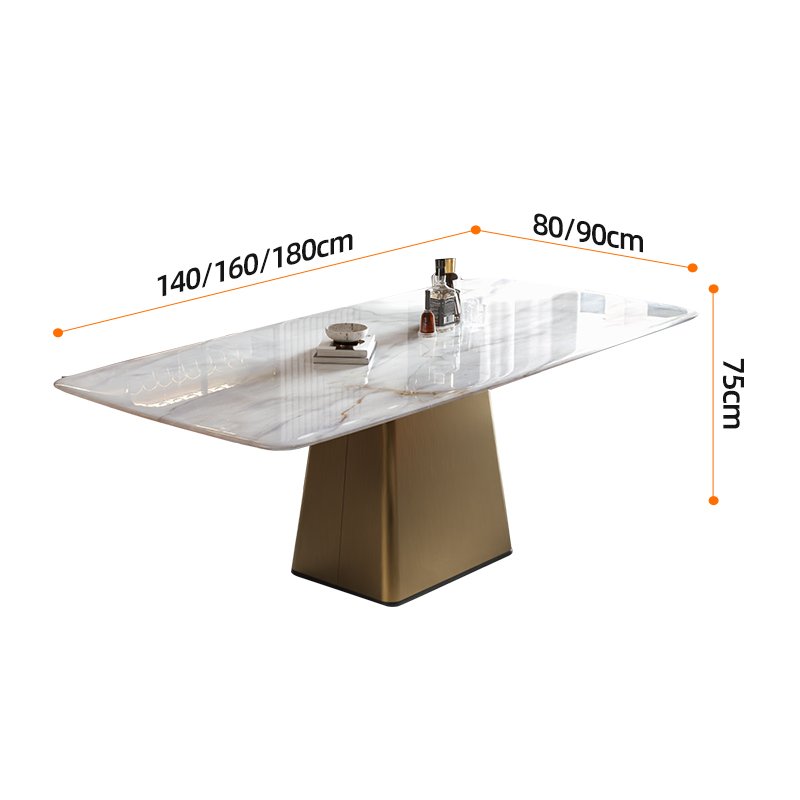 Foshan Factory Luxury Modern Dining Table Marble Top Stainless Steel Support Dining Table For Dining Room recycled pine