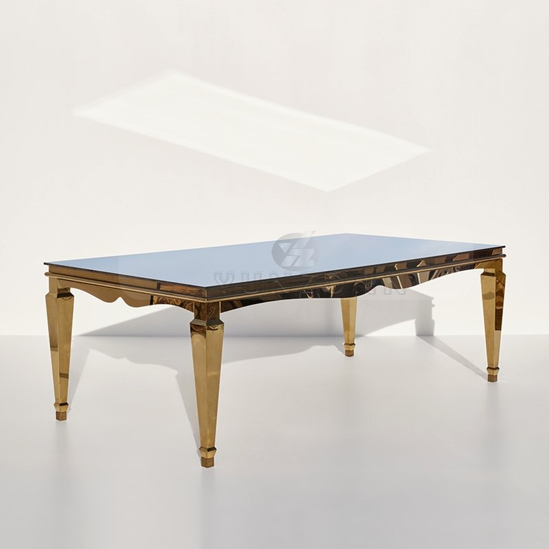 Modern Gold Stainless Steel Rectangle Mia Banquet Table New Design for Party Wedding Dining Outdoor Hotel Kitchen Use