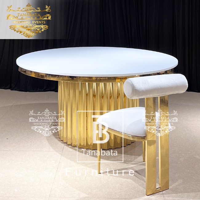 Party Events Stainless Steel Restaurant Round Wedding Table And Chairs