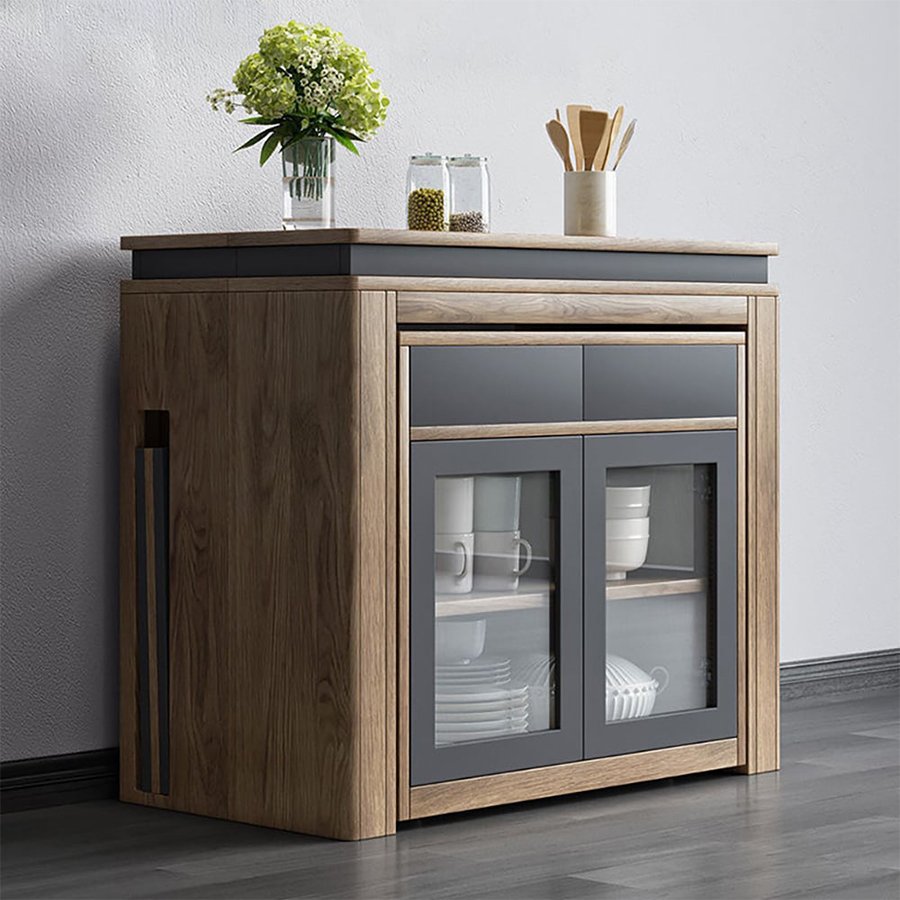 Italian Modern Dining Room Wood Save Place Extendable Dining Table 4 Chairs With Sideboard