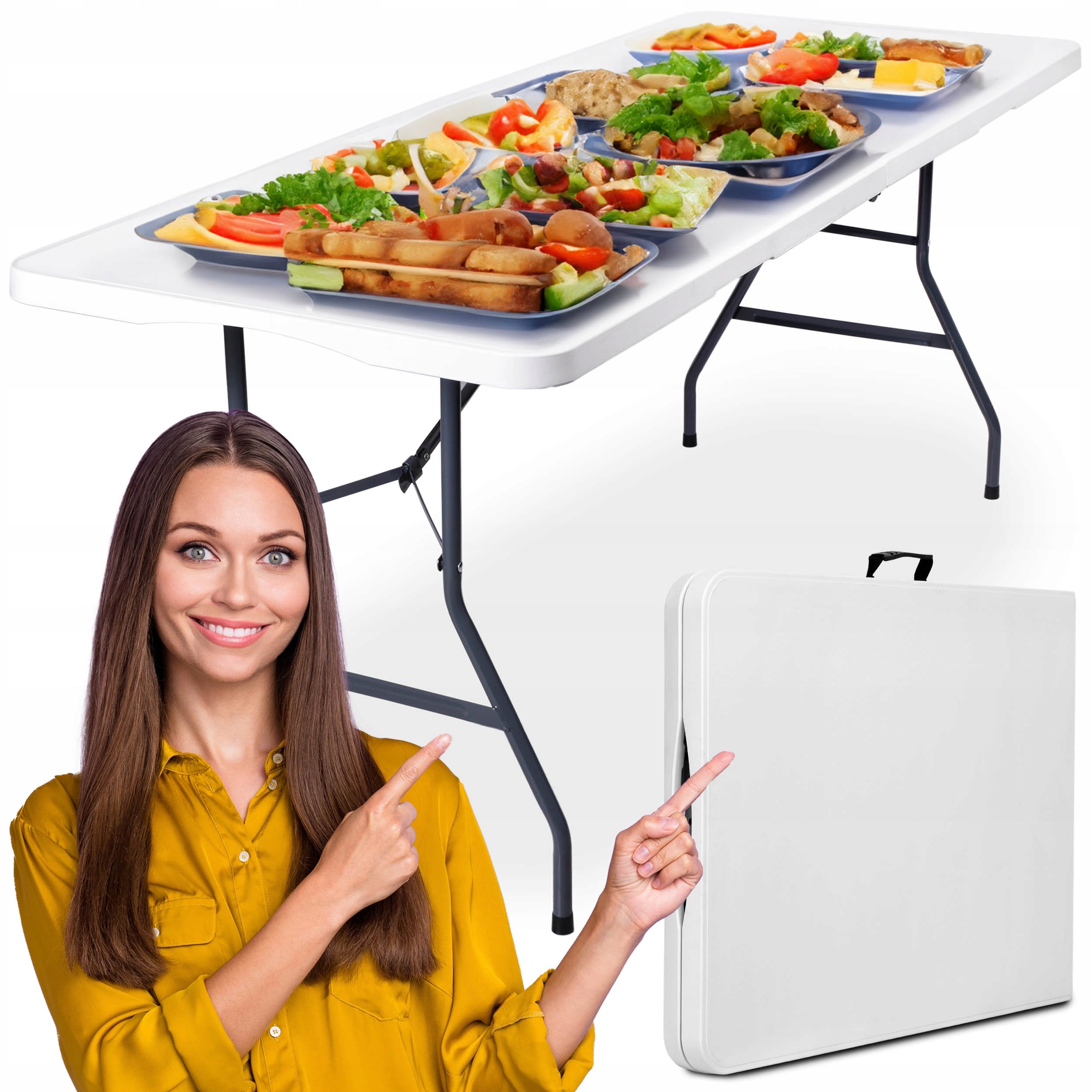 Wholesale Cheap Price Sale Outdoor Garden Stackable Restaurant Dining White Plastic HDPE Folding Table For Party