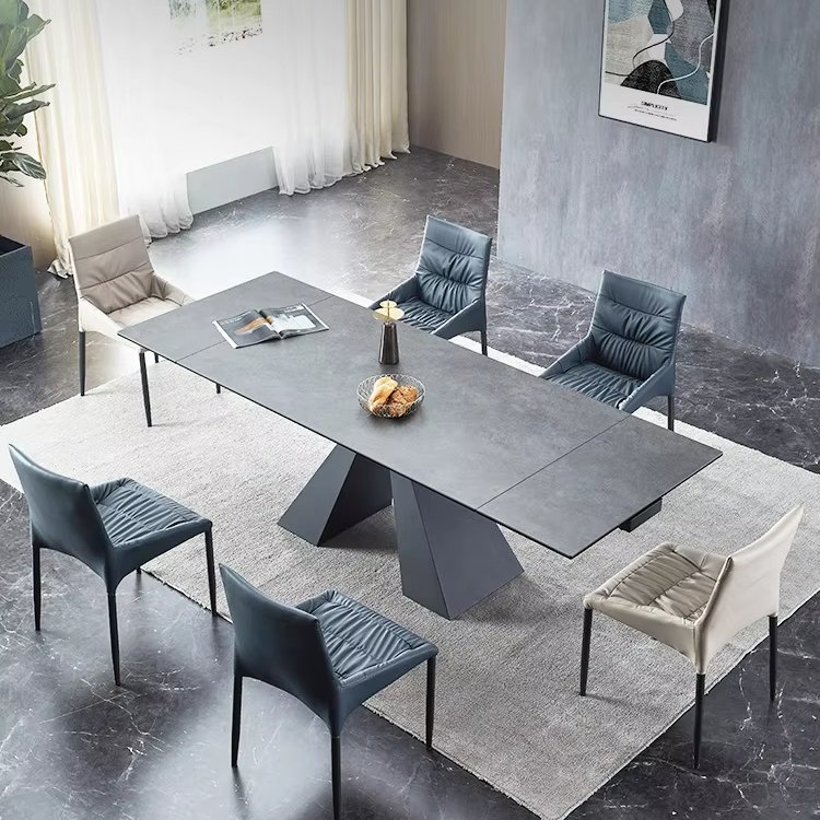 Hot sale scalable rectangular dining table foldable marble dining table and chair set with sturdy and durable