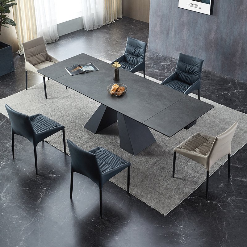 Hot sale scalable rectangular dining table foldable marble dining table and chair set with sturdy and durable