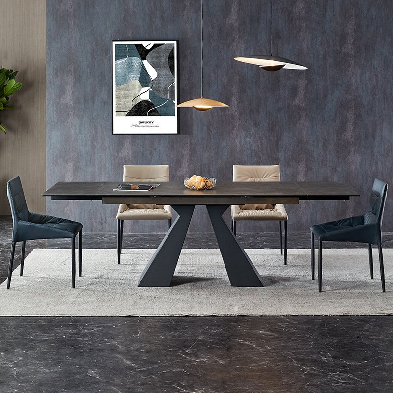 Hot sale scalable rectangular dining table foldable marble dining table and chair set with sturdy and durable