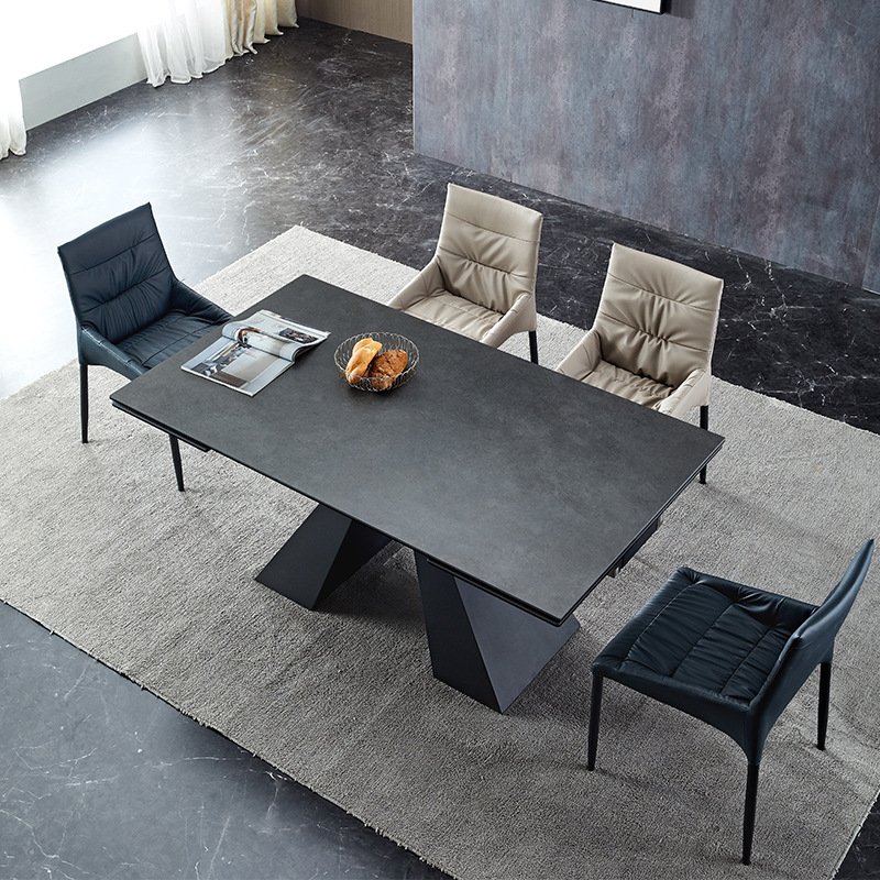 Hot sale scalable rectangular dining table foldable marble dining table and chair set with sturdy and durable