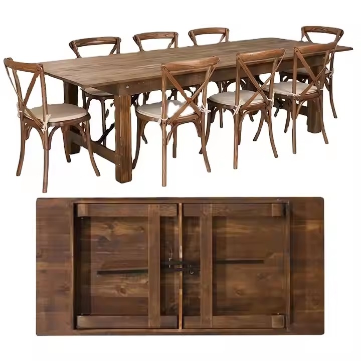 Wholesale outdoor tables and chairs set dining table events 6 chair set restaurant folding table and chair for events