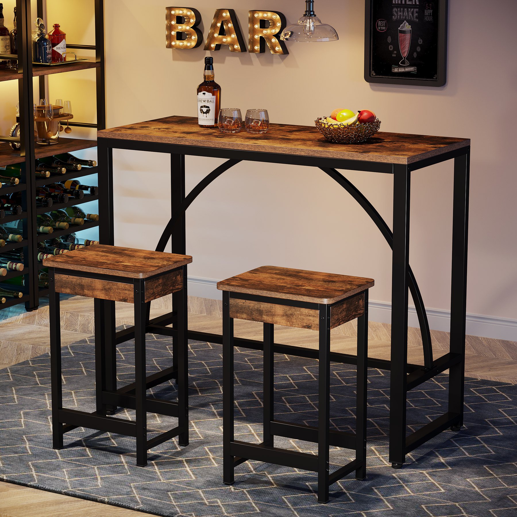 Top Sales Home 3 Pieces Living Room Furniture Cheap Bar Table Sets With Table and Chairs