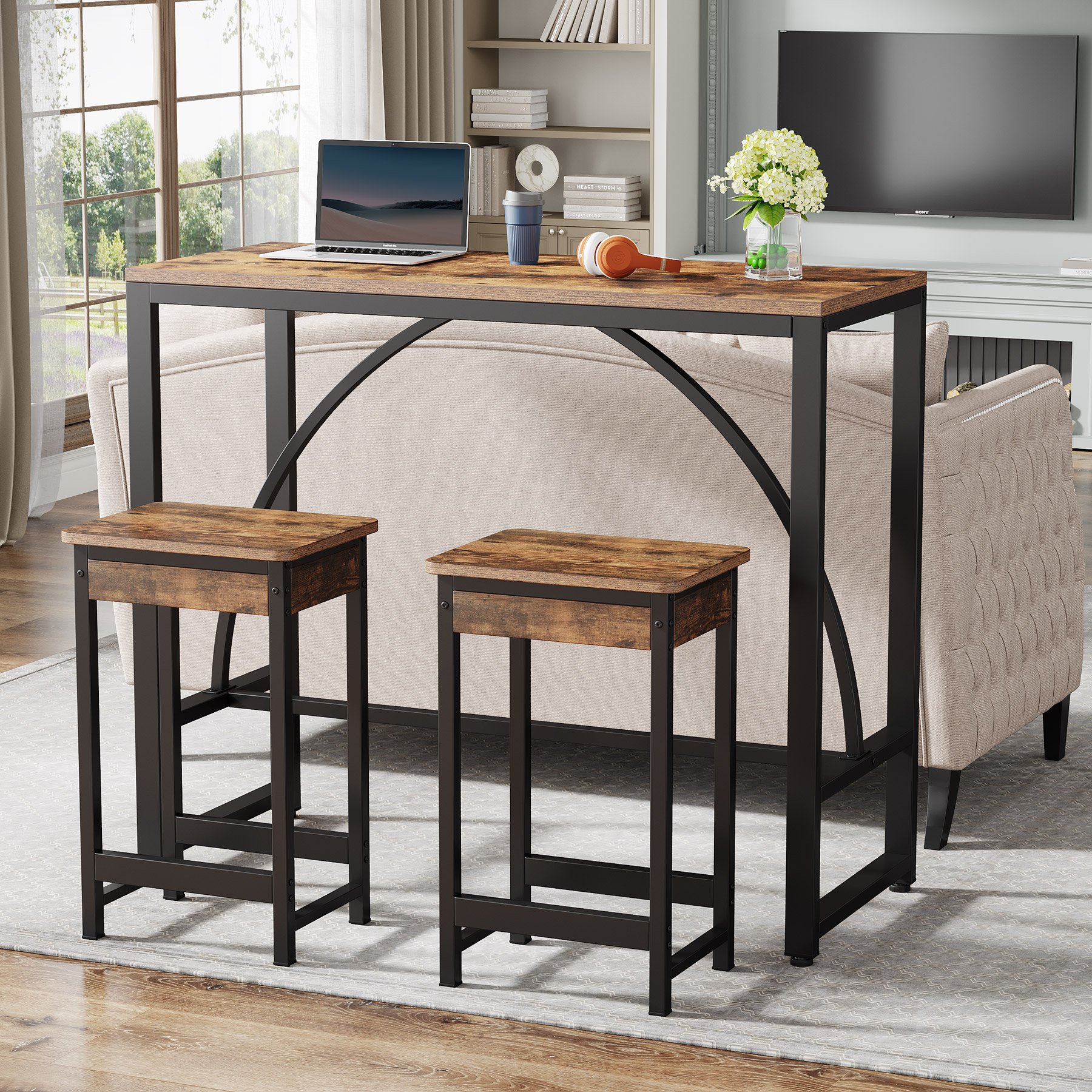 Top Sales Home 3 Pieces Living Room Furniture Cheap Bar Table Sets With Table and Chairs
