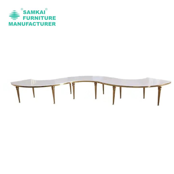SK-YHZ-H002 wholesale golden dining table golden dining table wedding decorations event planning decoration free combination of