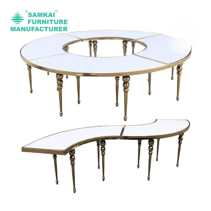 SK-YHZ-H002 wholesale golden dining table golden dining table wedding decorations event planning decoration free combination of