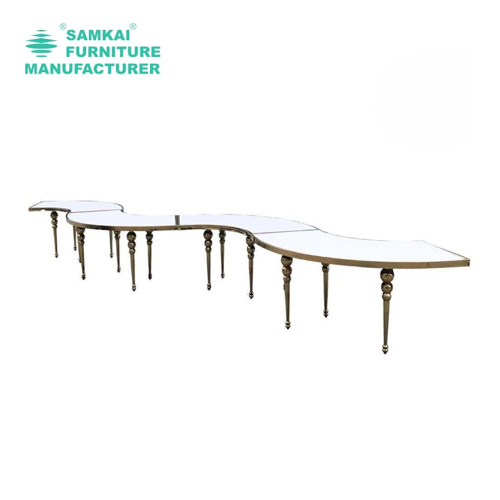 SK-YHZ-H002 wholesale golden dining table golden dining table wedding decorations event planning decoration free combination of