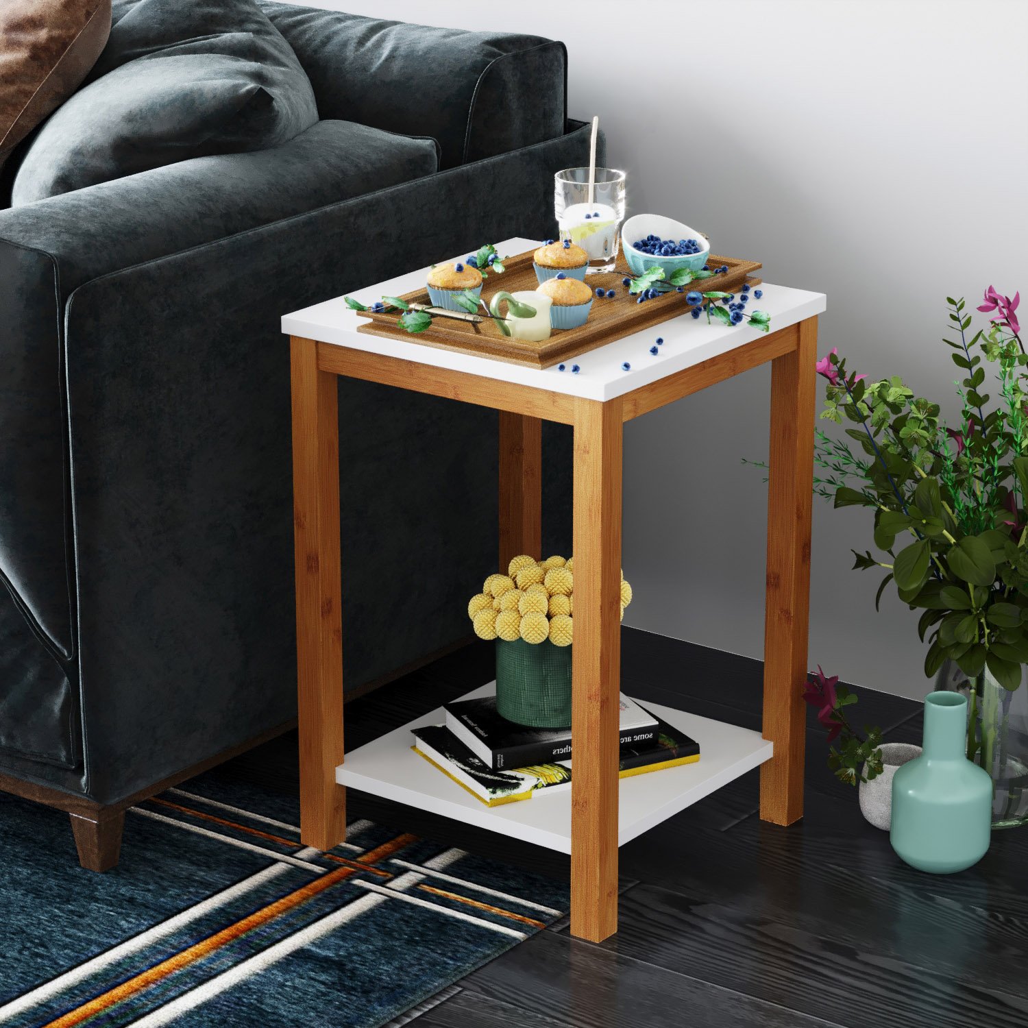HOT SELL HOME FURNITURE NATURAL BAMBOO SIDE TABLE