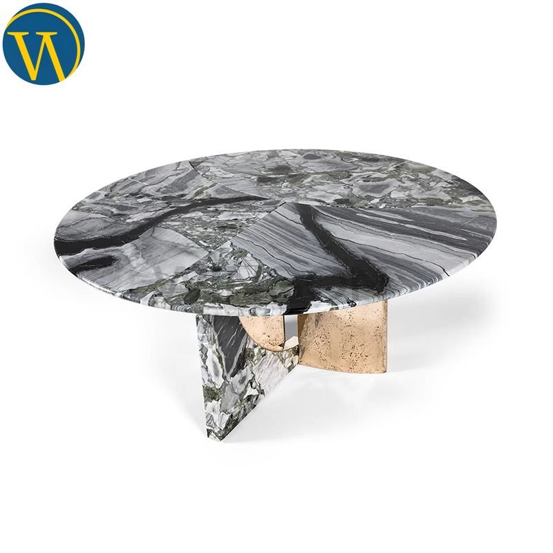 Luxury high-grade villa artificial stone countertop round table turntable restaurant furniture modern 8 10 dining tables